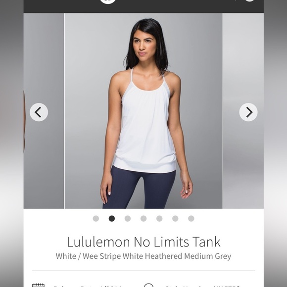 lululemon athletica Tops - Lululemon No Limits Tank Light Gray/Navy wee stripe
